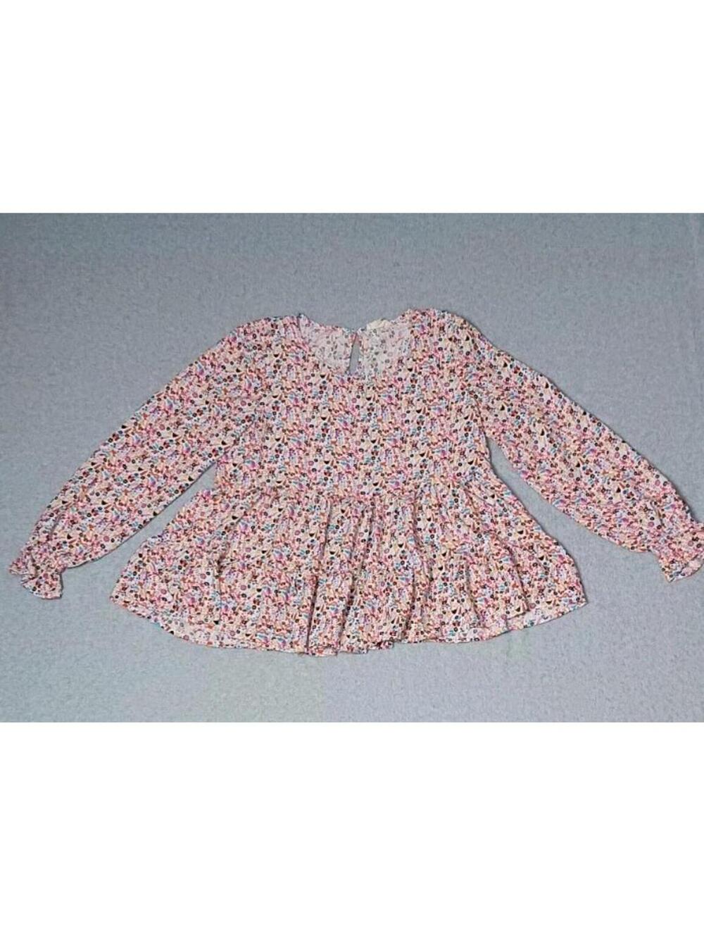 Jane And Delancey Long Sleeve Ruffled Blouse Womens Size Small Multicolor Floral